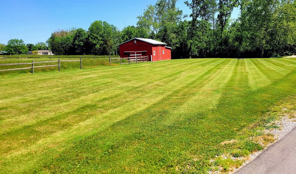 Wide striped lawn by Down to Earth — short-term mowing in Williamsburg and Clermont County, no contracts required